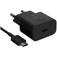 Сетевое зарядное устройство Samsung EP-T2510 25W Type C+ cable, черное