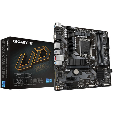 Материнская плата Gigabyte B760M DS3H DDR4 B760 Socket-1700 4xDDR4, 4xSATA3, RAID, 2xM.2, 1xPCI-E16x, 3xUSB3.2, 1xUSB3.2 Type C, D-Sub, 2xDP, HDMI, 2.5Glan, mATX
