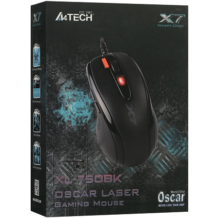 Мышь A4Tech XL-750BK Black проводная