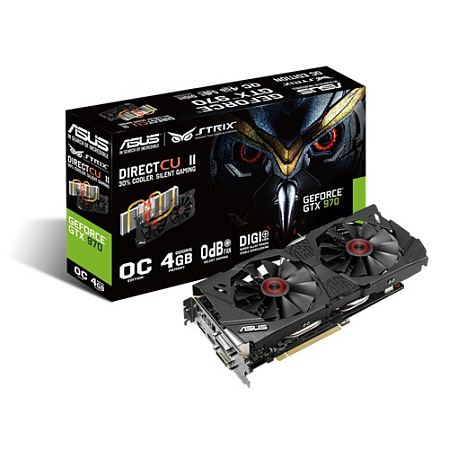Видеокарта ASUS 4096Mb GF GTX 970 Strix-GTX970-DC2OC-4GD5 2xDVI, HDMI, DP Ret
