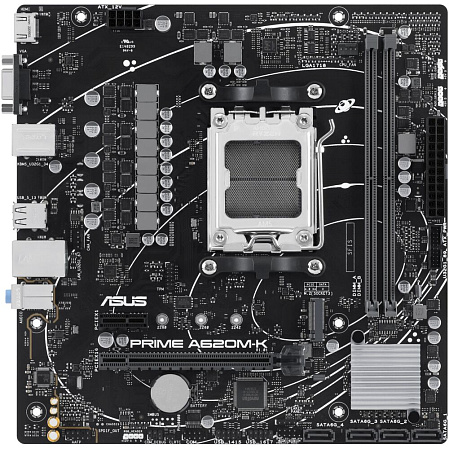 Материнская плата ASUS Prime A620M-K A620 Socket AM5 2xDDR5, 4xSATA3, 1xM.2, 1xPCI-E16x, 4xUSB3.2, D-Sub, HDMI, Glan, mATX