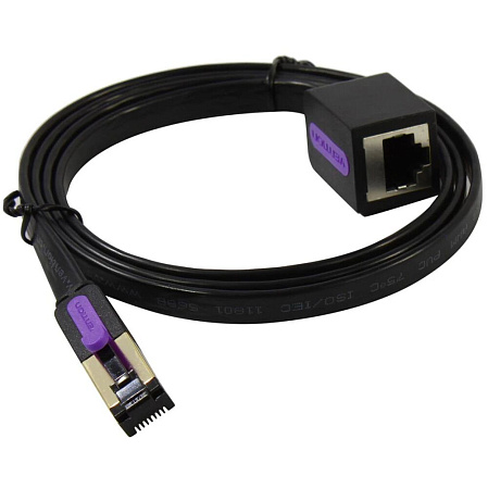 Патч-корд SSTP 1м Vention (ICBBF) категория 7 черный плоский