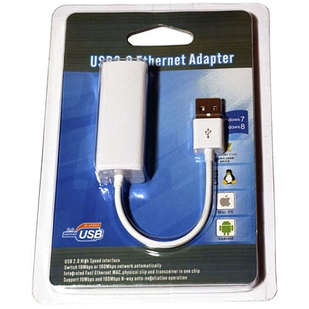 Адаптер USB2.0 - RJ45 (100Mbps) KS-is KS-270 Белый