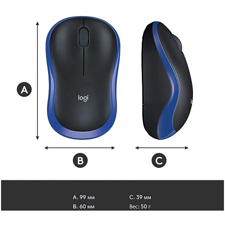 Мышь беспроводная Logitech M185 Wireless Blue