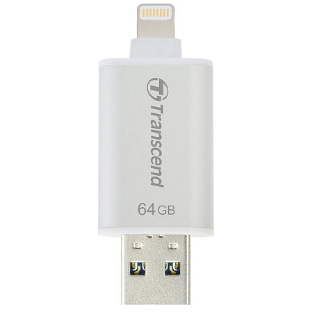 USB Flash накопитель 64GB Transcend JetDrive Go 300 для Apple iPhone\iPad\iPod Touch с разъемом Lightning MFI серебристый
