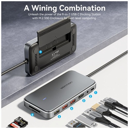 Док-станция Vention USB-C Universal Dock 9в1 TPYBB
