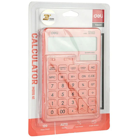 Калькулятор Deli Touch EM01541 красный 12-разр.