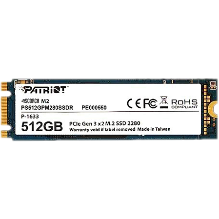 Внутренний SSD-накопитель 512Gb PATRIOT PS512GPM280SSDR M.2 PCIe NVMe 3.0 x2