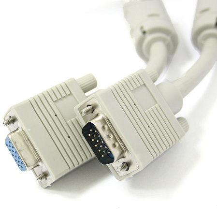 Кабель удлинитель для монитора VGA 15m/15f  10м. Grey