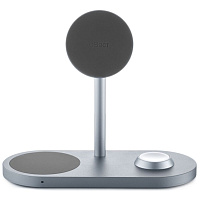 Беспроводная зарядная панель 3 в 1 Для IPhone, Apple Watch, Airpods uBear Stage Ultra Qi2.2 35W Silver