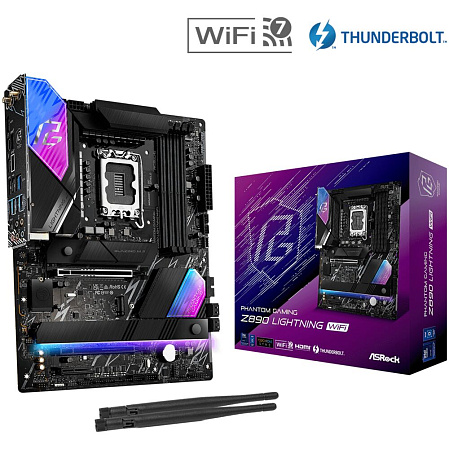 Материнская плата ASRock Z890 Lightning WiFi Z890 Soc-1851 4xDDR5, 4xSATA3, RAID, 4хM.2, 3xPCI-E16x, 6xUSB3.2, 2xUSB3.2 Type C, HDMI, WiFi, 2.5Glan, ATX