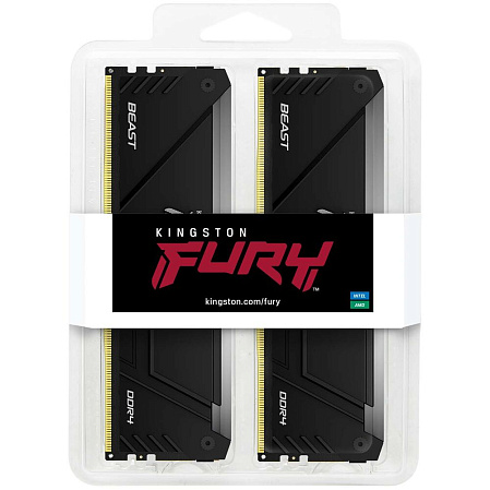 Модуль памяти DIMM 32Gb 2х16Gb DDR4 PC25600 3200MHz Kingston Fury Beast RGB Black (KF432C16BB12AK2/32)