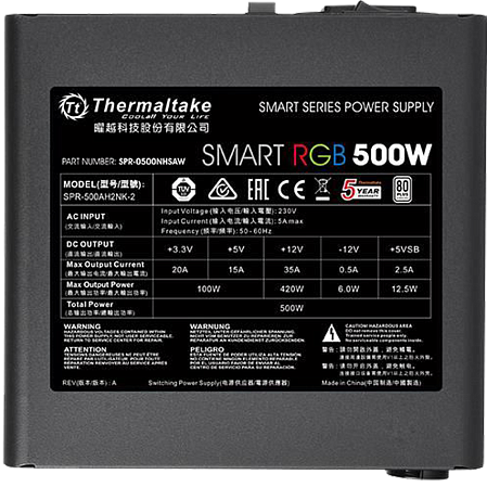 Блок питания 500W Thermaltake Smart RGB PS-SPR-0500NHSAWE-1