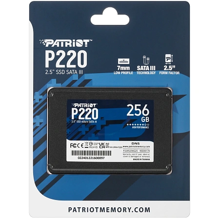 Внутренний SSD-накопитель 256Gb Patriot Memory P220 P220S256G25 SATA3 2.5"