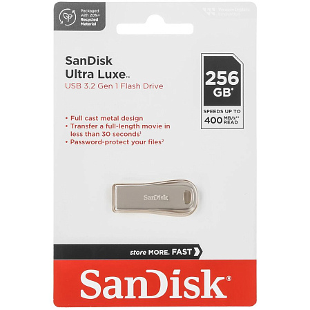 USB Flash накопитель 256Gb SanDisk CZ74 Ultra Luxe (SDCZ74-256G-G46) USB 3.2 Gen 1 Серебристый