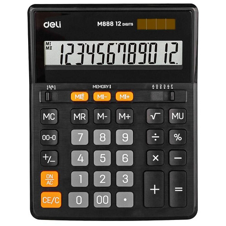 Калькулятор Deli EM888 черный 12-разр.