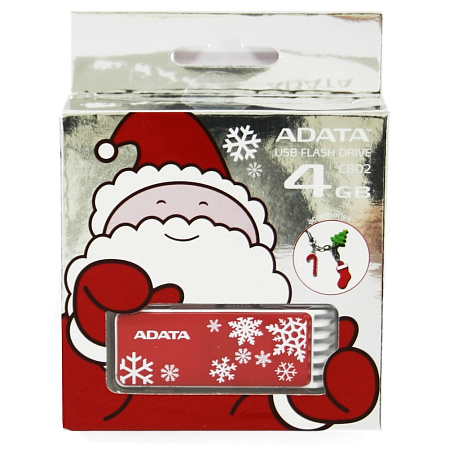 USB Flash накопитель 4GB A-Data C802 Red X'mas снежинка