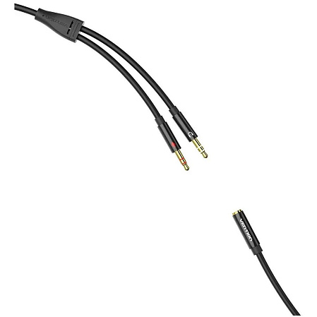 Переходник 3.5 мм Jack (f) 4pin - 2x3.5 мм Jack (m) Vention BHDBY