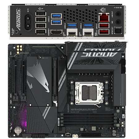 Материнская плата Gigabyte X870 AORUS Elite Wifi7 Socket-AM5 AMD X870 4xDDR5, 4xSATA3, RAID, 4xM.2, 3xPCI-E16x, 6xUSB3.2, 2xUSB3.2 Type C, DP, HDMI, Glan, ATX Ret