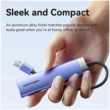 3-port USB3.0 Hub Vention TGFSB (3x USB 3.0/1x Type C/RJ45)