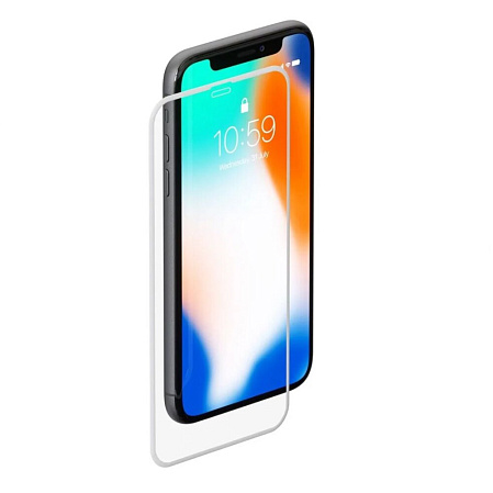 Защитное стекло для Apple iPhone 11 Pro\X\XS Onext 3D, изогнутое по форме дисплея, с белой рамкой