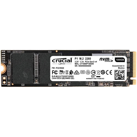 Внутренний SSD-накопитель 1000Gb Crucial P1 (CT1000P1SSD8) M.2 PCIe NVMe 3.0 x4