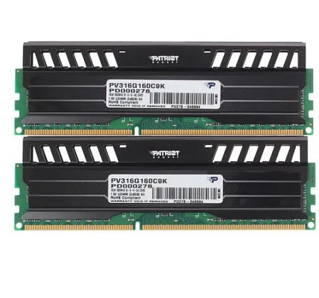 Модуль памяти DIMM 16Gb 2x8Gb KIT DDR3 PC12800 1600MHz Patriot Memory Viper 3 Black Mamba  (PV316G160C9K)