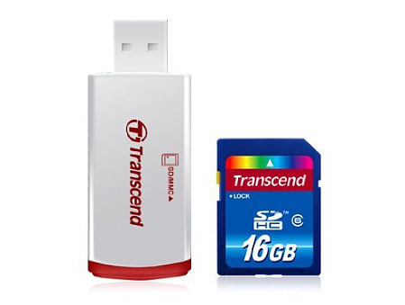 SecureDigital 16Gb Transcend Class6 (TS16GSDHC6-P2) + USB ридер
