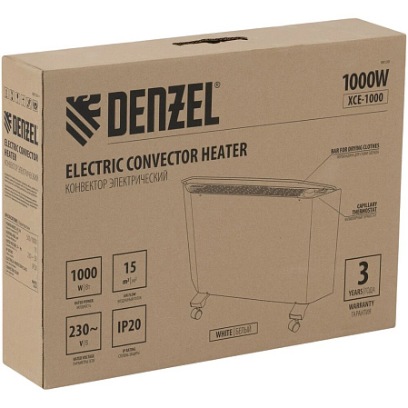 Конвектор Denzel XCE-1000 (сушилка, колеса, Х-элемент) 98130