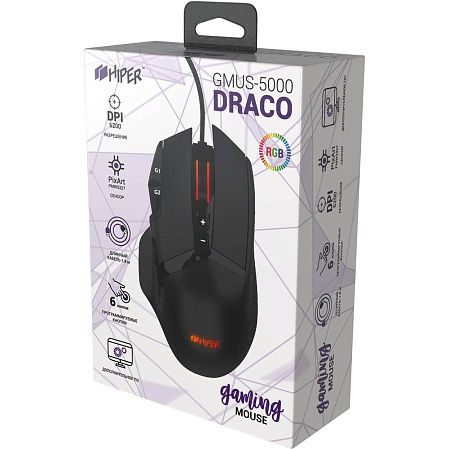 Мышь Hiper Draco GMUS-5000 Black проводная