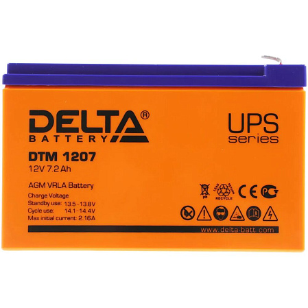 Батарея Delta DTM 1207, 12V  7Ah (Battery replacement APC rbc2, rbc22, rbc23, rbc48, rbc113, rbc123, rbc132, sybt5 12A)