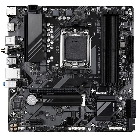 Материнская плата Gigabyte B650M D3HP AX Socket-AM5 AMD B650 4xDDR5, 4xSATA3, RAID, 2xM.2, 1xPCI-E16x, 3xUSB3.2, 1xUSB3.2 Type C, 2xDP, HDMI, WiFi, 2.5Glan, mATX Ret