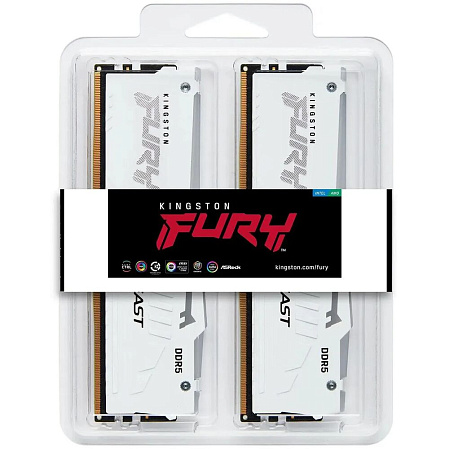 Модуль памяти DIMM 32Gb 2х16Gb DDR5 PC48000 6000MHz Kingston Fury Beast RGB White EXPO (KF560C30BWEAK2-32)