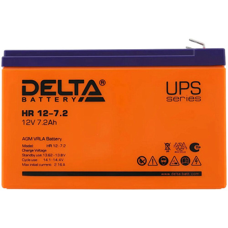 Батарея Delta HR 12-7.2, 12V 7.2Ah (Battery replacement APC rbc2, rbc5, rbc12, rbc22, rbc32 151мм/94мм/65мм)