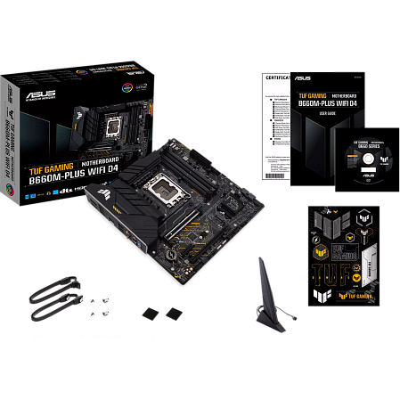 Материнская плата ASUS TUF Gaming B660M-Plus WiFi D4 B660 Socket-1700 4xDDR4, 4xSATA3, RAID, 2xM.2, 2xPCI-E16x, 5xUSB3.2, 1xUSB3.2 Type C, DP, HDMI, WiFi, 2.5Glan, mATX