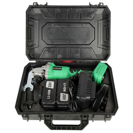 Аккумуляторная угловая шлифмашина Zitrek ZKAG20-125 PRO (125мм, 20B, Li-Ion аккум. 4 Aч - 2шт, ЗУ, кейс) 083-1079