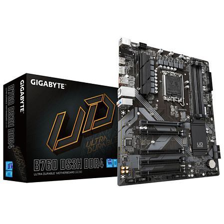 Материнская плата Gigabyte B760 DS3H DDR4 B760 Socket-1700 4xDDR4, 4xSATA3, RAID, 2xM.2, 5xPCI-E16x, 1xUSB3.2, 1xUSB3.2 Type C, DP, HDMI, Glan, ATX