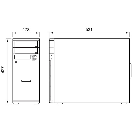 Корпус Ablecom 4-trays Workstation Chassis 2 x 5.25" drive bays 4 x 3.5" swappable HDD trays; 4-port 6 Gbps SAS/ SATA to SATA HDD; no PSU onboard (AC-PS7500