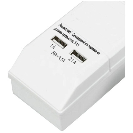 Сетевой фильтр BURO BU-SP5_USB_2A-W 6 розеток 5м белый