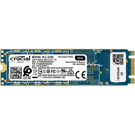 Внутренний SSD-накопитель 500Gb Crucial MX500 CT500MX500SSD4 M.2 2280 SATA3