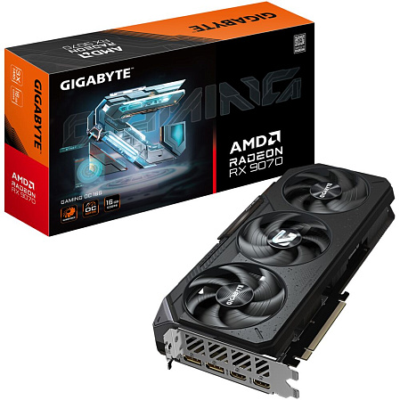 Видеокарта Gigabyte 16384Mb RX 9070 Gaming OC 16Gb (GV-R9070GAMING OC-16GD) 3xDP, 1xHDMI, Ret
