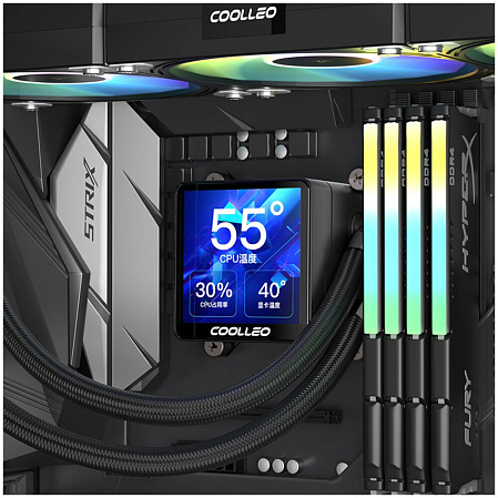Система водяного охлаждения Coolleo ICE GOD LCD BK 360 ARGB Black (ICE-GOD-LCD-BK) S115x/1200/1700/1851, AM4/AM5