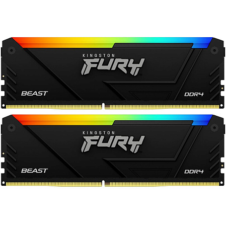 Модуль памяти DIMM 32Gb 2х16Gb DDR4 PC25600 3200MHz Kingston Fury Beast RGB Black (KF432C16BB12AK2/32)