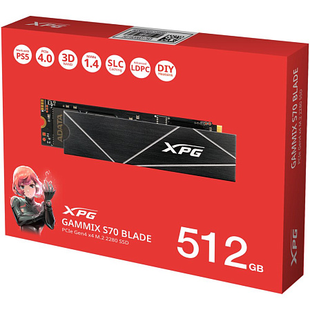 Внутренний SSD-накопитель 512Gb A-Data Gammix S70 Blade AGAMMIXS70B-512G-CS M.2 2280 PCIe NVMe 4.0 x4