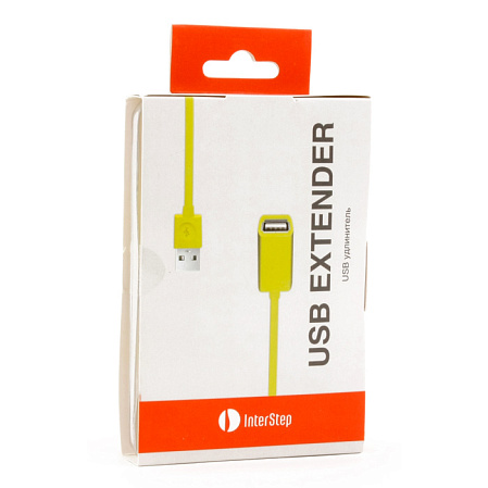 Кабель удлинитель USB2.0 АM/AF 1м Interstep желтый