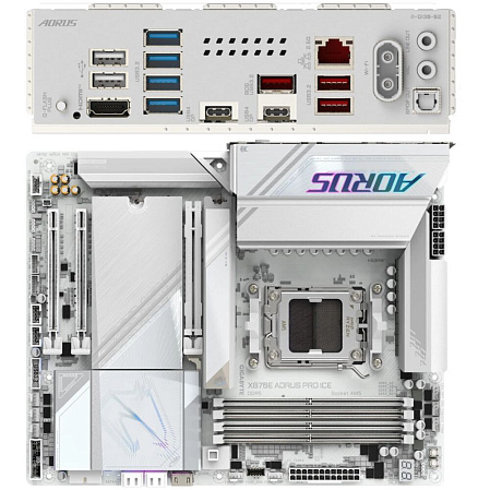 Материнская плата Gigabyte X870E AORUS Pro Ice Socket-AM5 AMD X870E 4xDDR5, 4xSATA3, RAID, 4xM.2, 3xPCI-E16x, 7xUSB3.2, 2xUSB3.2 Type C, DP, HDMI, WiFi, Glan, ATX Ret