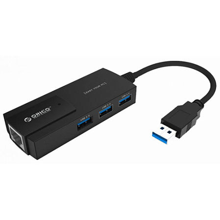 Адаптер USB3.0 - RJ45 (1Gbps) Orico (HR02-U3) + 3port Hub