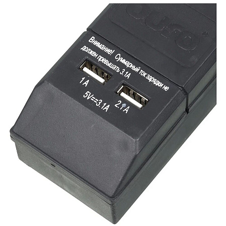 Сетевой фильтр BURO BU-SP1.8_USB_2A 6 розеток 1.8м черный 2USB