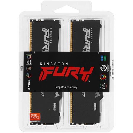 Модуль памяти DIMM 64Gb 2х32Gb DDR5 PC44800 5600MHz Kingston Fury Beast RGB EXPO Black (KF556C36BBEAK2-64)