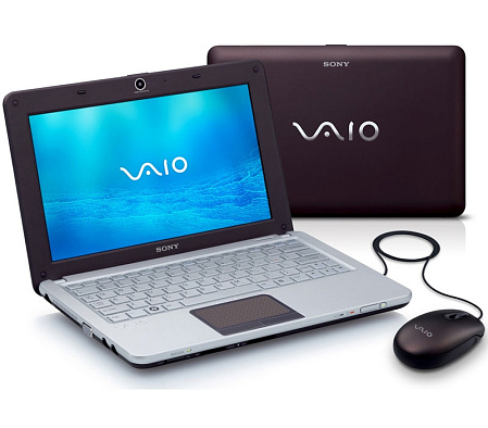 Нетбук Sony VPC-W11S1R/T Atom N280/1G/160/WiFi/BT/cam/10.1"/XP/коричн./ чехол+мышь